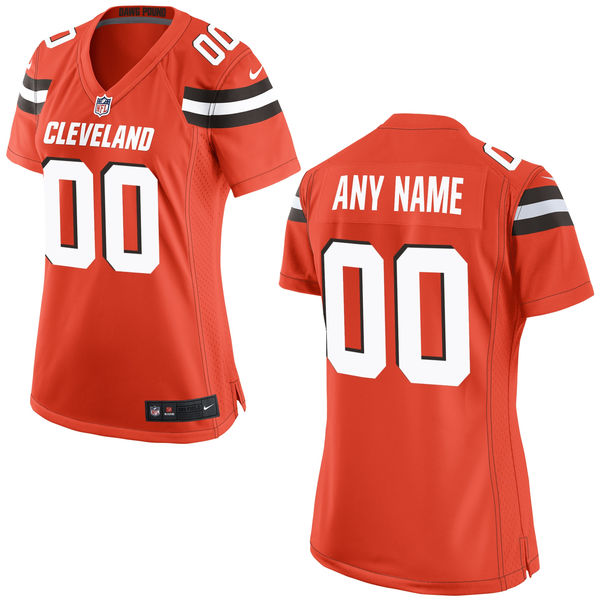 Nike Cleveland Browns Customized Orange Stitched Women's NFL Jersey